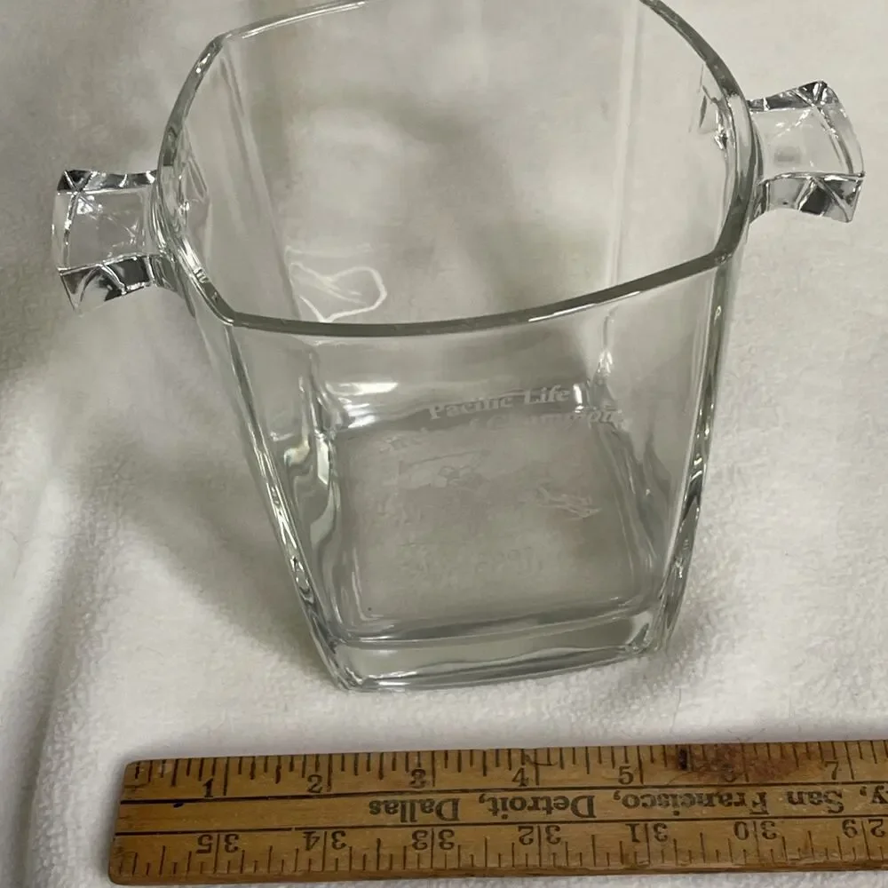 Ice Bucket LUMINARC Sterling France Glass Clear Arques France- Engraved Polo